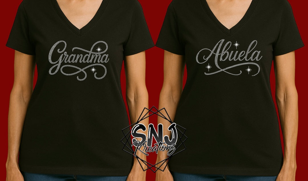 Rhinestone Name Tee (Grandma, Auntie, Mommy, Abuela)