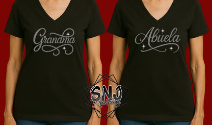 Rhinestone Name Tee (Grandma, Auntie, Mommy, Abuela)
