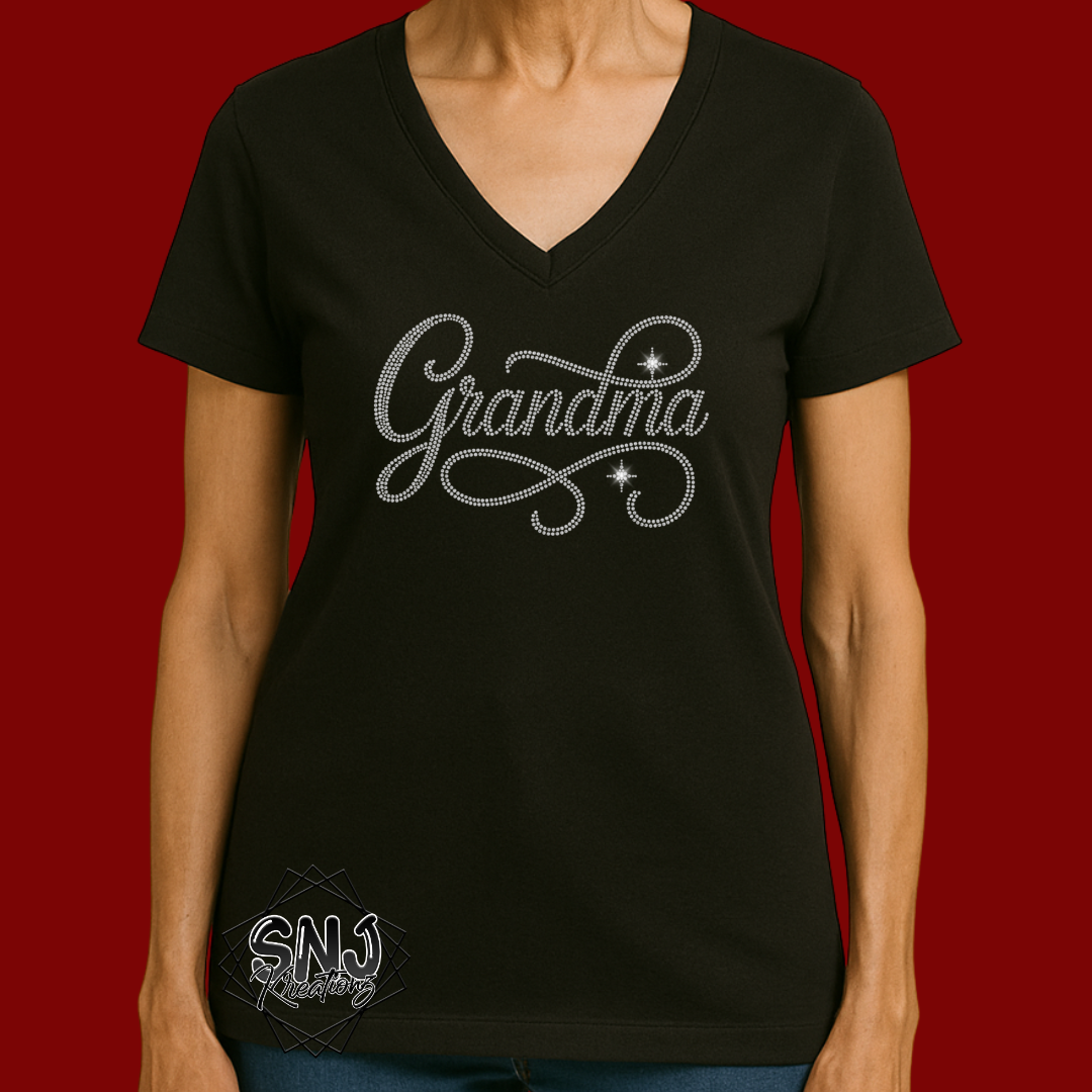 Rhinestone Name Tee (Grandma, Auntie, Mommy, Abuela)
