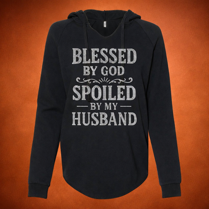 Blessed By God, Spoiled by My Husband Bling Hoodie