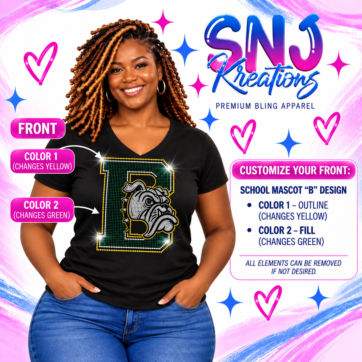 Custom Bulldogs Rhinestone Tee