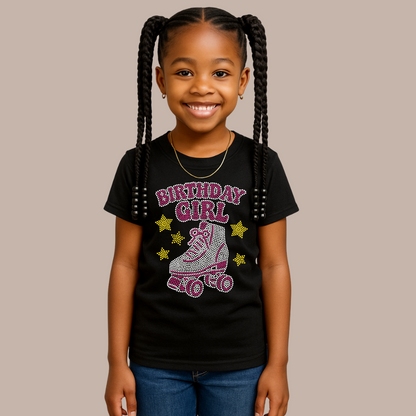 Birthday Girl Glass Rhinestone T-Shirt – Premium Sparkle Kids Birthday Outfit