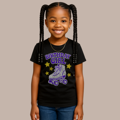Birthday Girl Glass Rhinestone T-Shirt – Premium Sparkle Kids Birthday Outfit