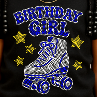 Birthday Girl Glass Rhinestone T-Shirt – Premium Sparkle Kids Birthday Outfit