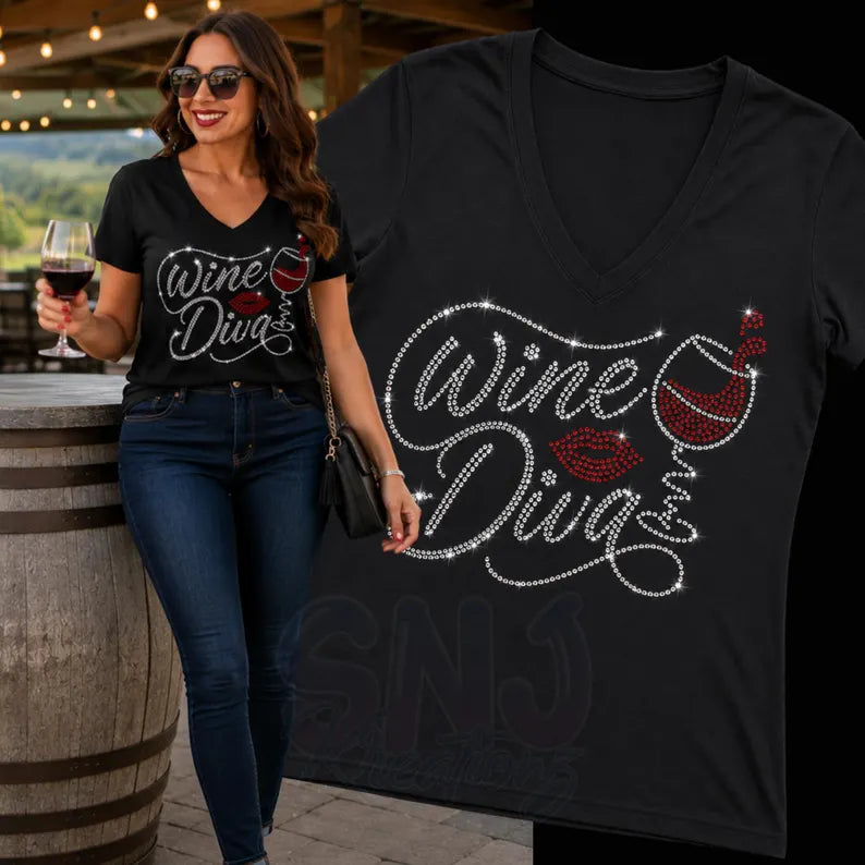 Wine Diva Rhinestone Tee