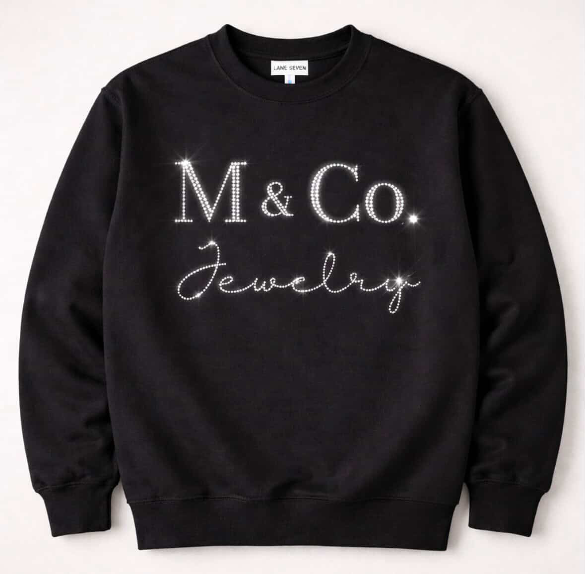 Custom Text Logo Bling Hoodie, Crewneck or T-Shirt